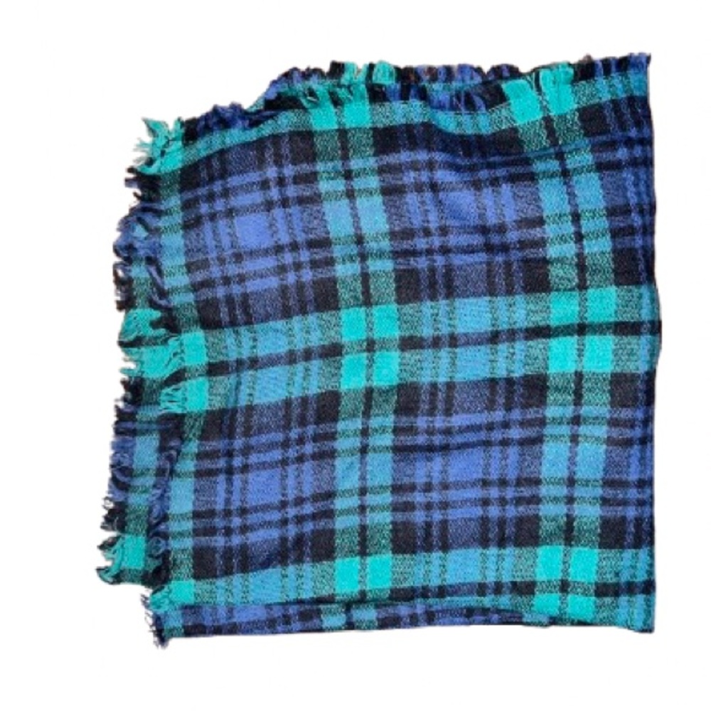 Blue and green plaid scarf